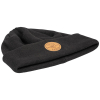 60569 Heavy Knit Hat, Black, Leather Logo Image 6