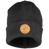 60569 Heavy Knit Hat, Black, Leather Logo Image 4