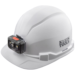 "Hard Hat, Non-Vented, Cap Style with Rechargeable Headlamp, White"