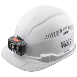 "Hard Hat, Vented, Cap Style with Rechargeable Headlamp, White"