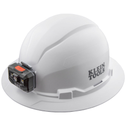 "Hard Hat, Non-Vented, Full Brim with Rechargeable Headlamp, White"