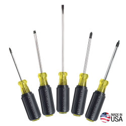 "Screwdriver Set, Slotted, Phillips and Square, 5-Piece"