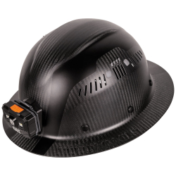 Klein Carbon Fiber Full Brim Hard Hat with Headlamp, TitanImage