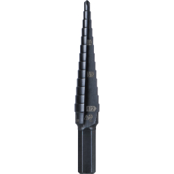 KTSB01 13-Step Drill Bit, 3/8-Inch Hex, Double Straight Flute, 1/8-Inch to 1/2-Inch Image 