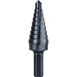 KTSB03 9-Step Drill Bit, 3/8-Inch Hex, Double Straight Flute, 1/4-Inch to 3/4-Inch Image 