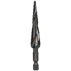 QRST01 Step Drill Bit, Quick Release, Double Spiral Flute, 1/8 to 1/2-Inch Image 